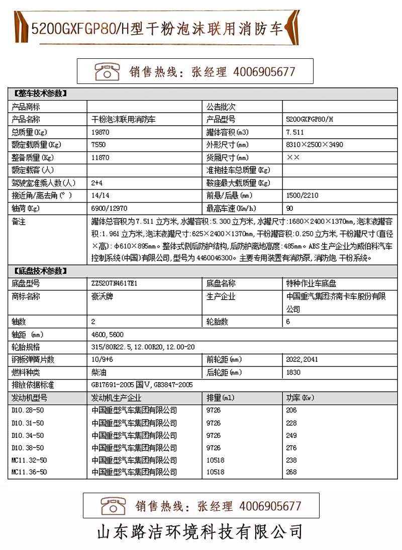 5200GXFGP80型干粉泡沫联用消防车